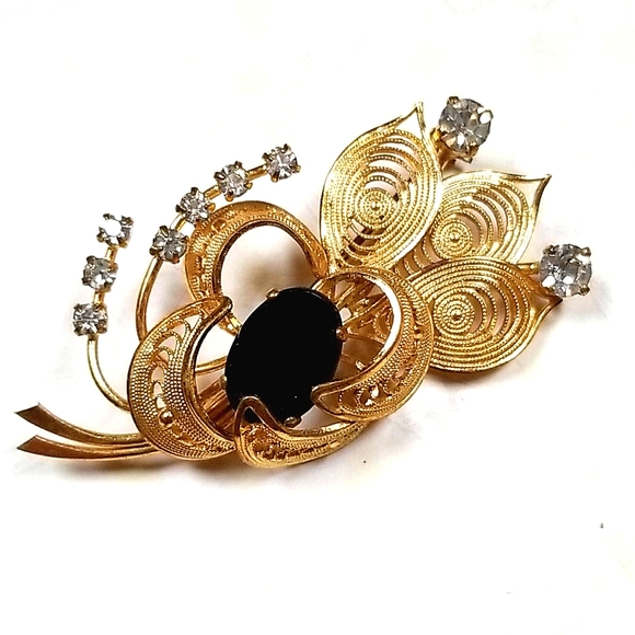 Vintage Jewelry - Vintage Western Germany Rhinestone Brooch Pin